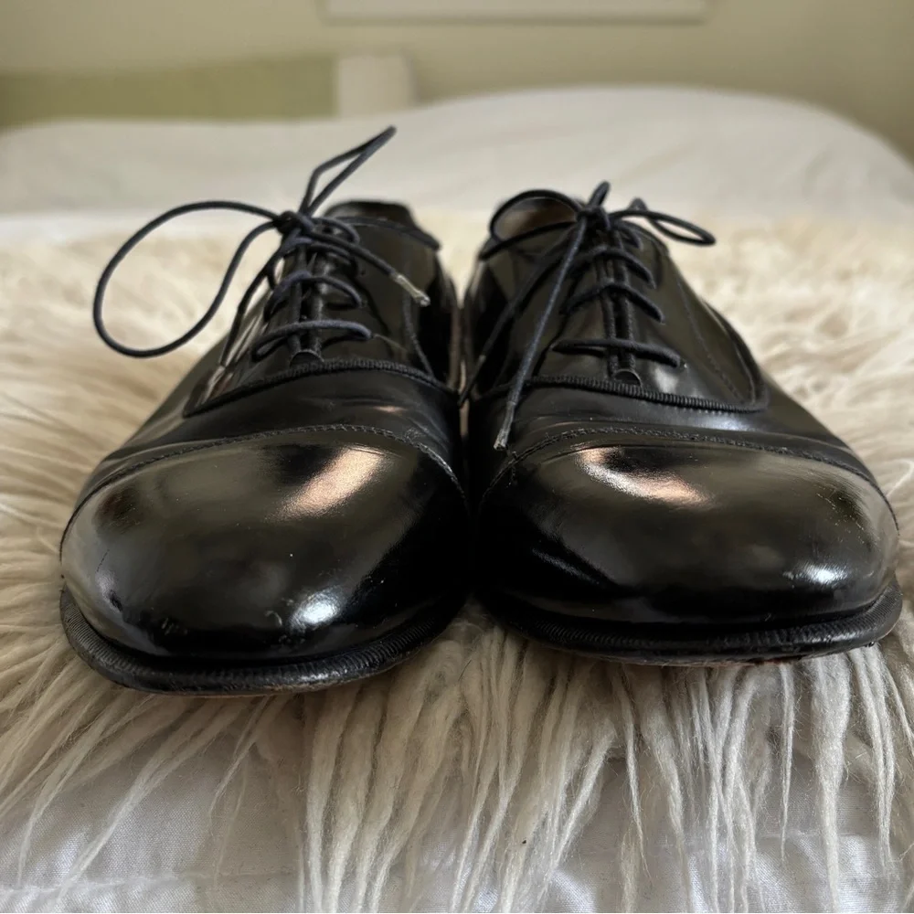 Salvatore Ferragamo Florence Black Leather Cap Toe Oxford Dress Shoes Mens 9.5D